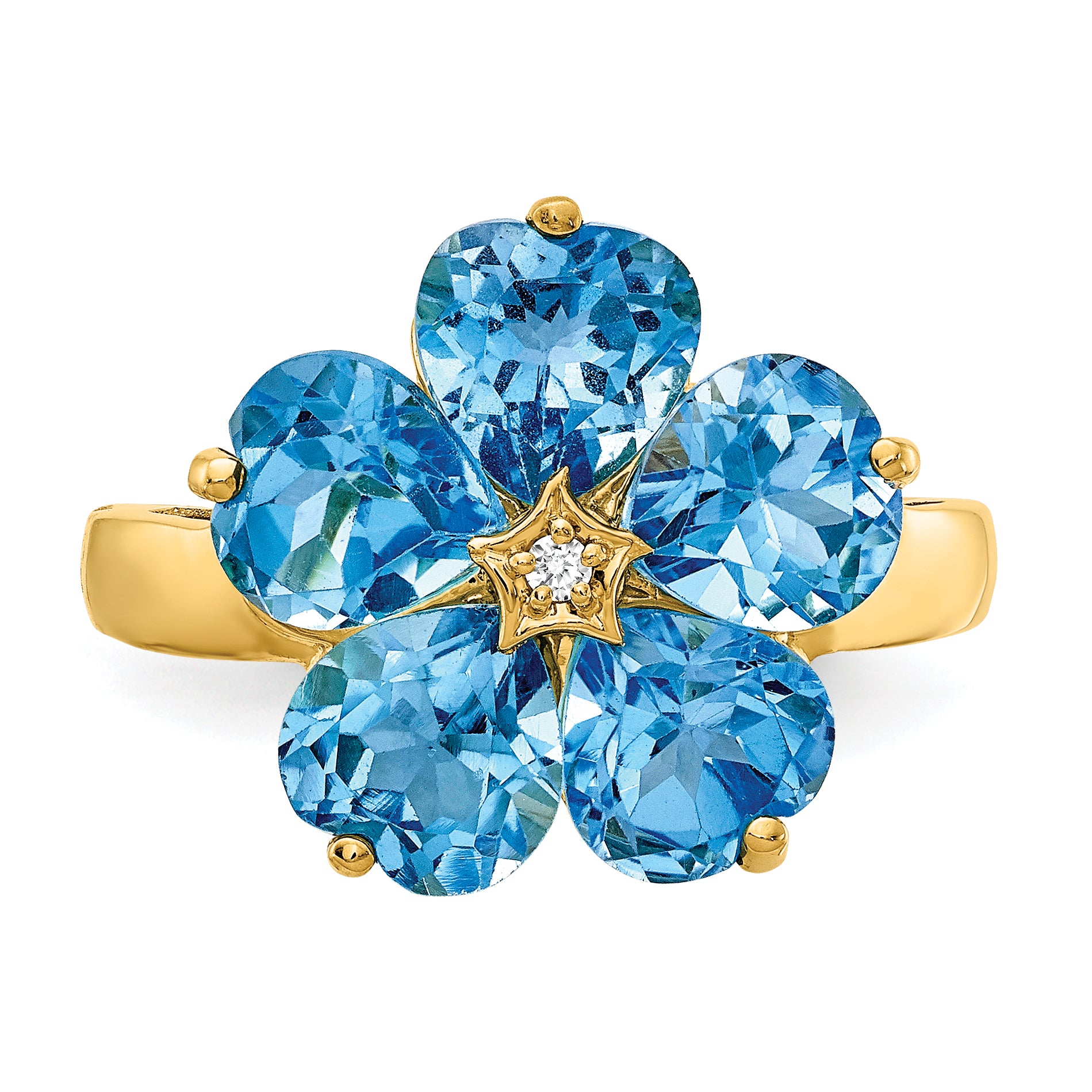 14k 6mm Heart Blue Topaz A Diamond ring Y4583BT/A