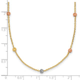 14k Tri-color Polished Diamond-cut Beads 18 inch Station Necklace SF2270