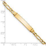 14k Polished Solid Chain/Solid Plate Figaro Link 25x4.8mm Plate 7 inch ID Bracelet FG100ID