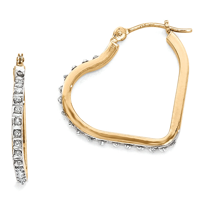 14k Diamond Fascination Diamond Dust/Accent Heart Hoop Earrings DF258