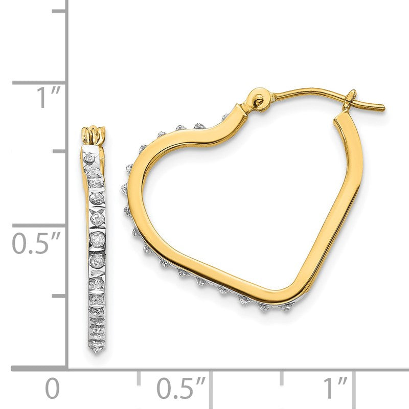 14k Diamond Fascination Diamond Dust/Accent Heart Hoop Earrings DF258