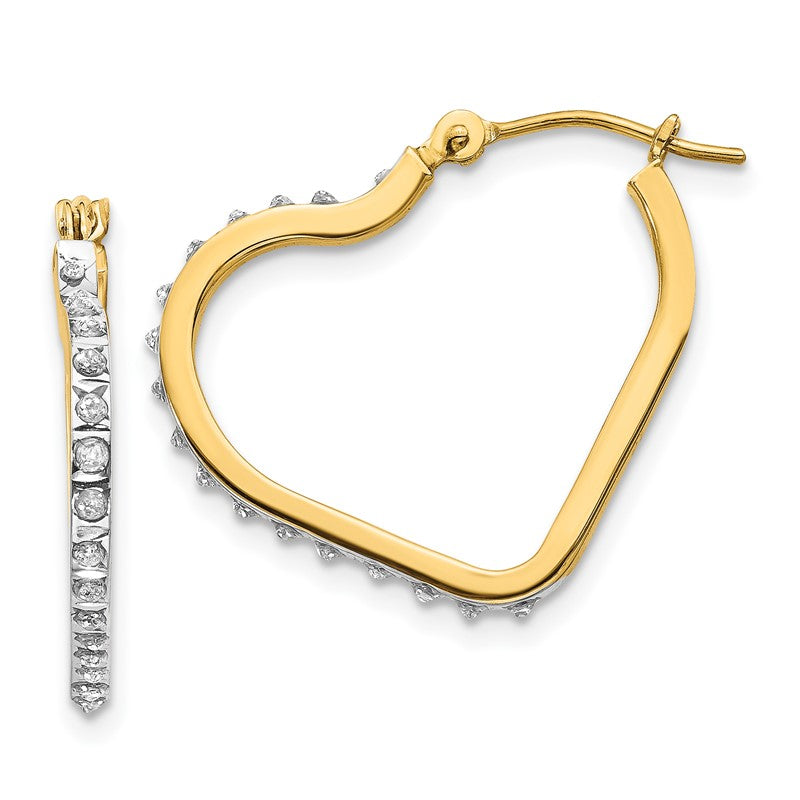 14k Diamond Fascination Diamond Dust/Accent Heart Hoop Earrings DF258