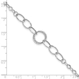 14k White Gold Polished and Textured Fancy Link 8 inch Bracelet SF2131