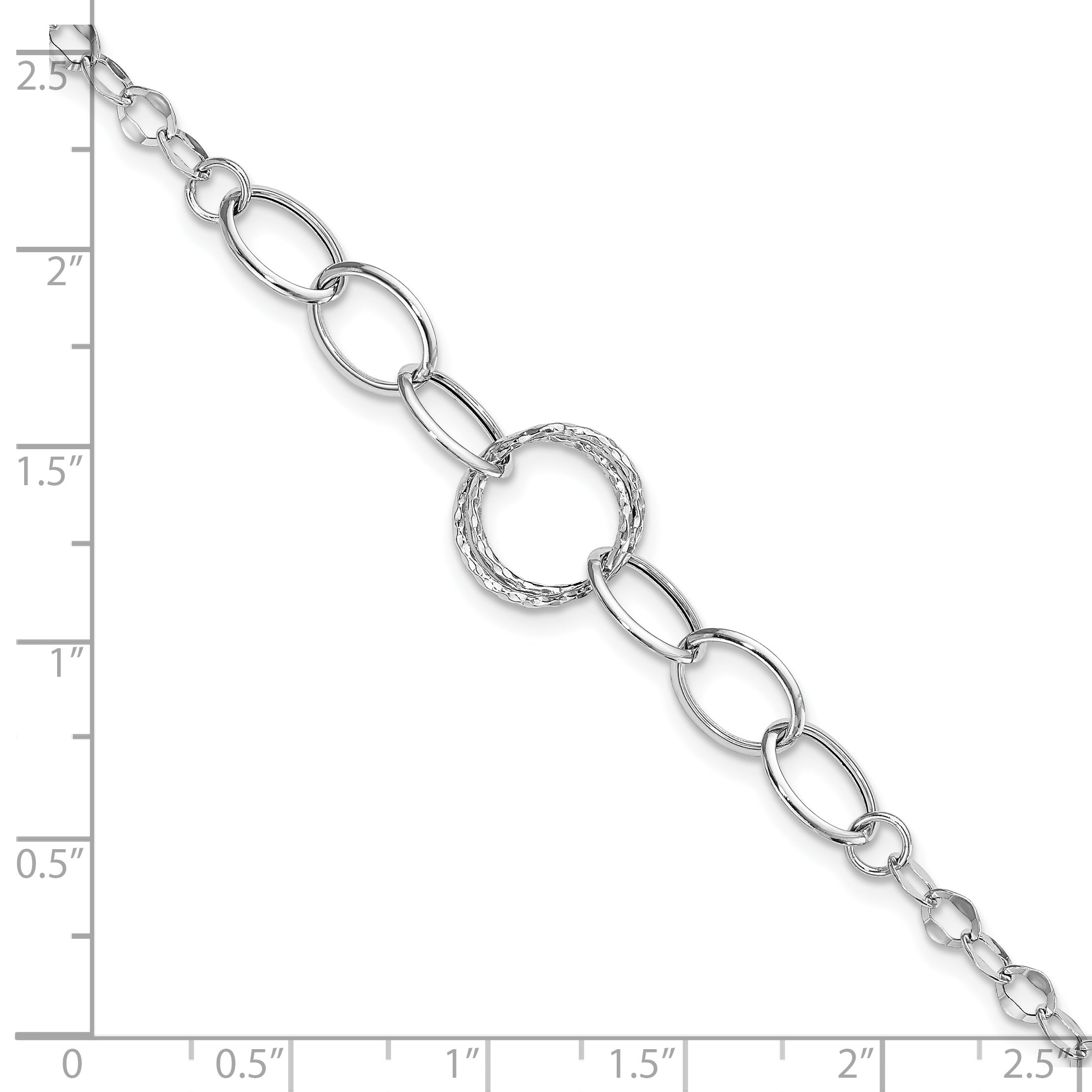 14k White Gold Polished and Textured Fancy Link 8 inch Bracelet SF2131