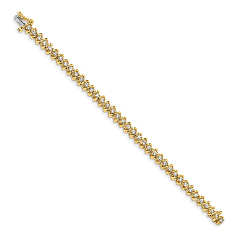 14k Complete 2.25 carat Round AAA Diamond Fancy Spiral 7 inch Tennis Bracelet X2003AAA