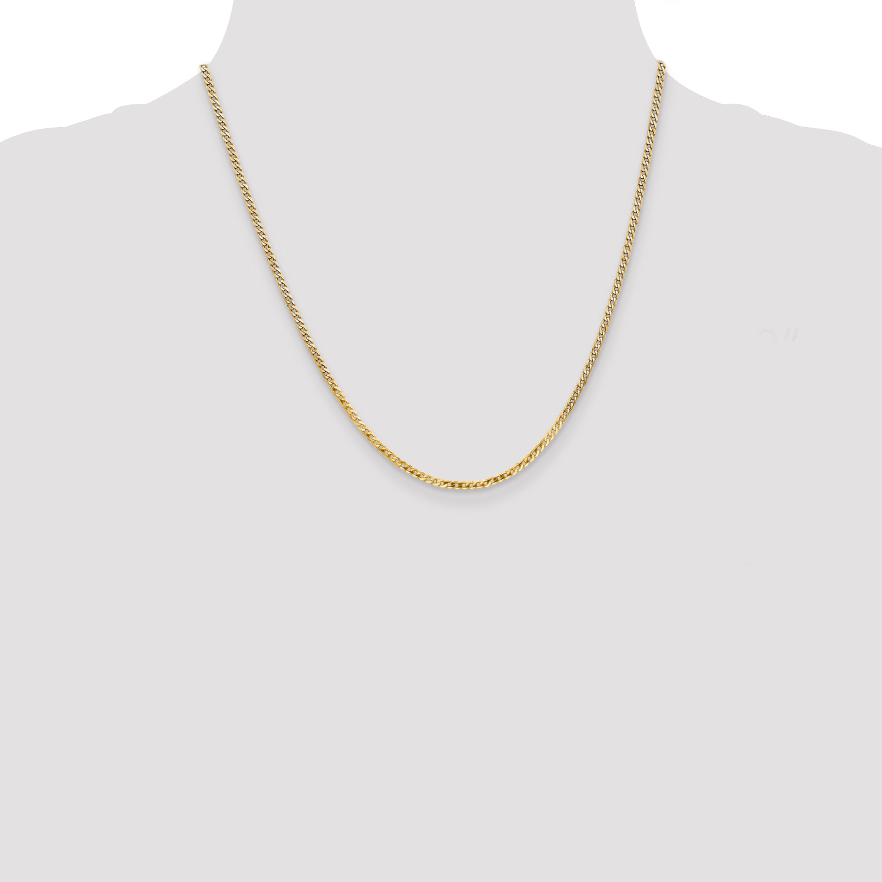 14K 10 inch 2.2mm Flat Beveled Curb with Lobster Clasp Anket FBU060