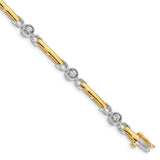 14k Two-tone Complete 1/2 carat Round AAA Diamond Bar 7 inch Tennis Bracelet X2017AAA