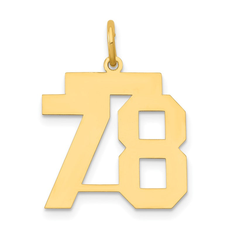 14k Medium Polished Number 78 Charm LM78
