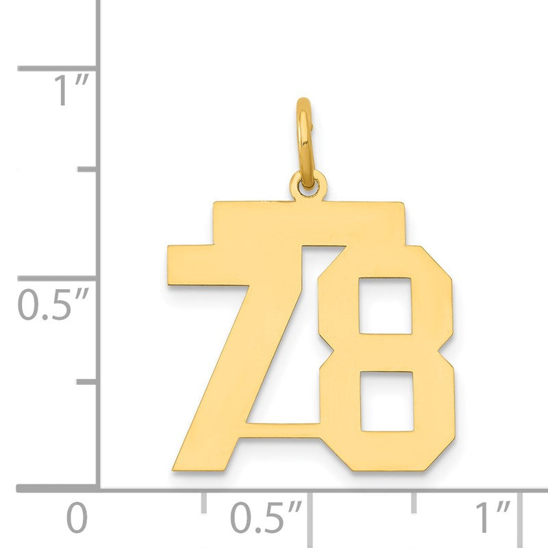 14k Medium Polished Number 78 Charm LM78
