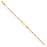 14k Polished Semi-Solid Chain/Solid Plate Figaro Link Soft Diamond Shape 19.5x5.5mm Plate 6 inch Baby/Child ID Bracelet DCID134C