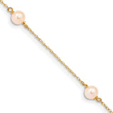 14k Madi K 5-6mm Pink Near-Round Freshwater Cultured Pearl 3-Station 6 inch Bracelet XF727