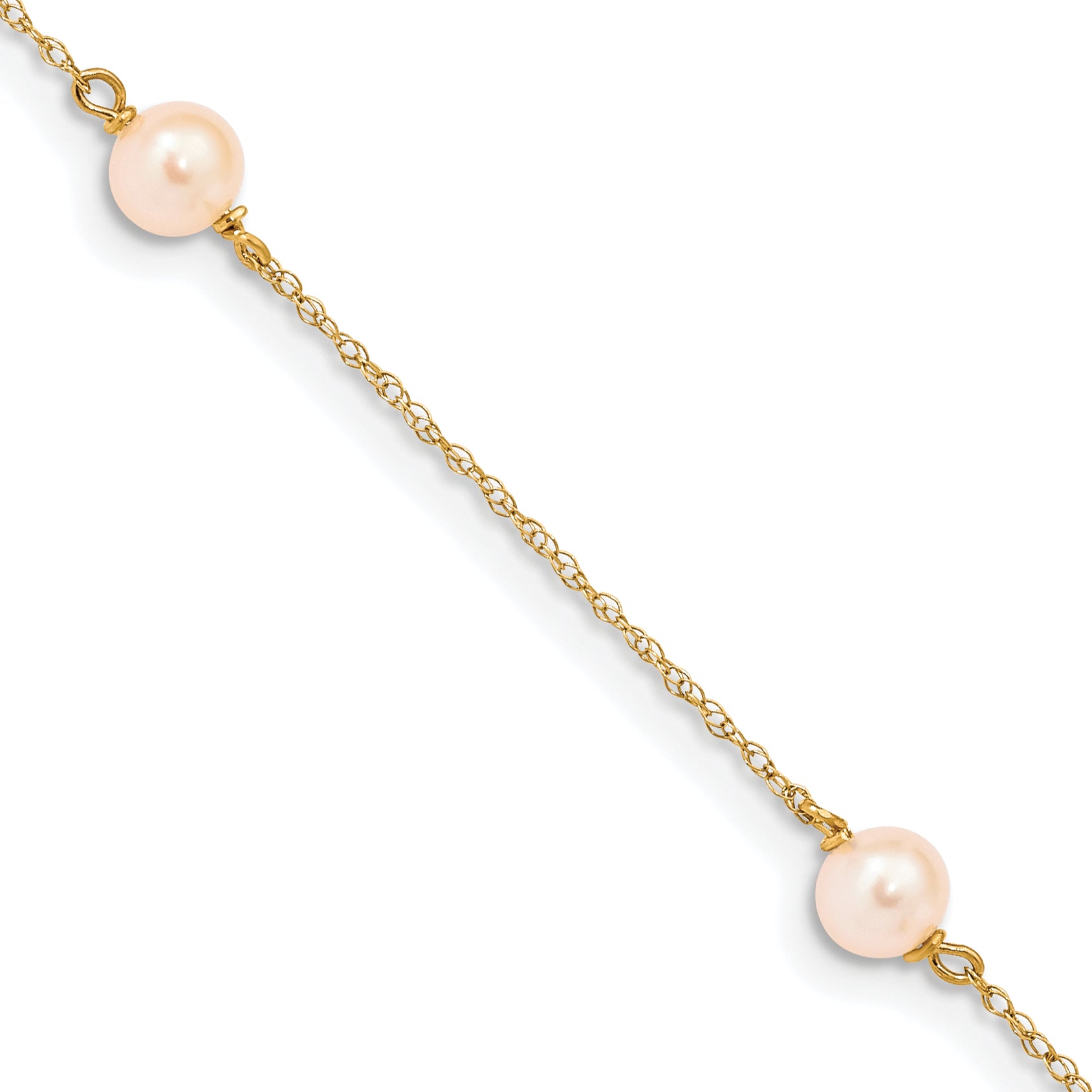 14k Madi K 5-6mm Pink Near-Round Freshwater Cultured Pearl 3-Station 6 inch Bracelet XF727