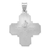 14k White Gold Polished and Satin Hollow Four-Way Religious Medal Pendant XR1283