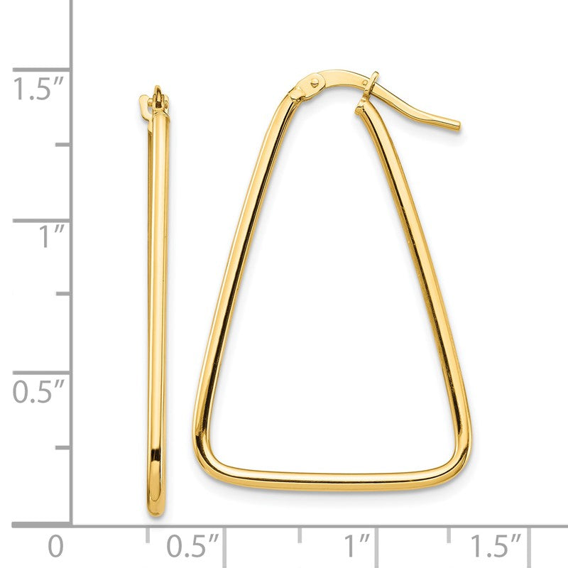 14k 1.5mm Polished Triangle Dangle Hoop Earrings TF1367