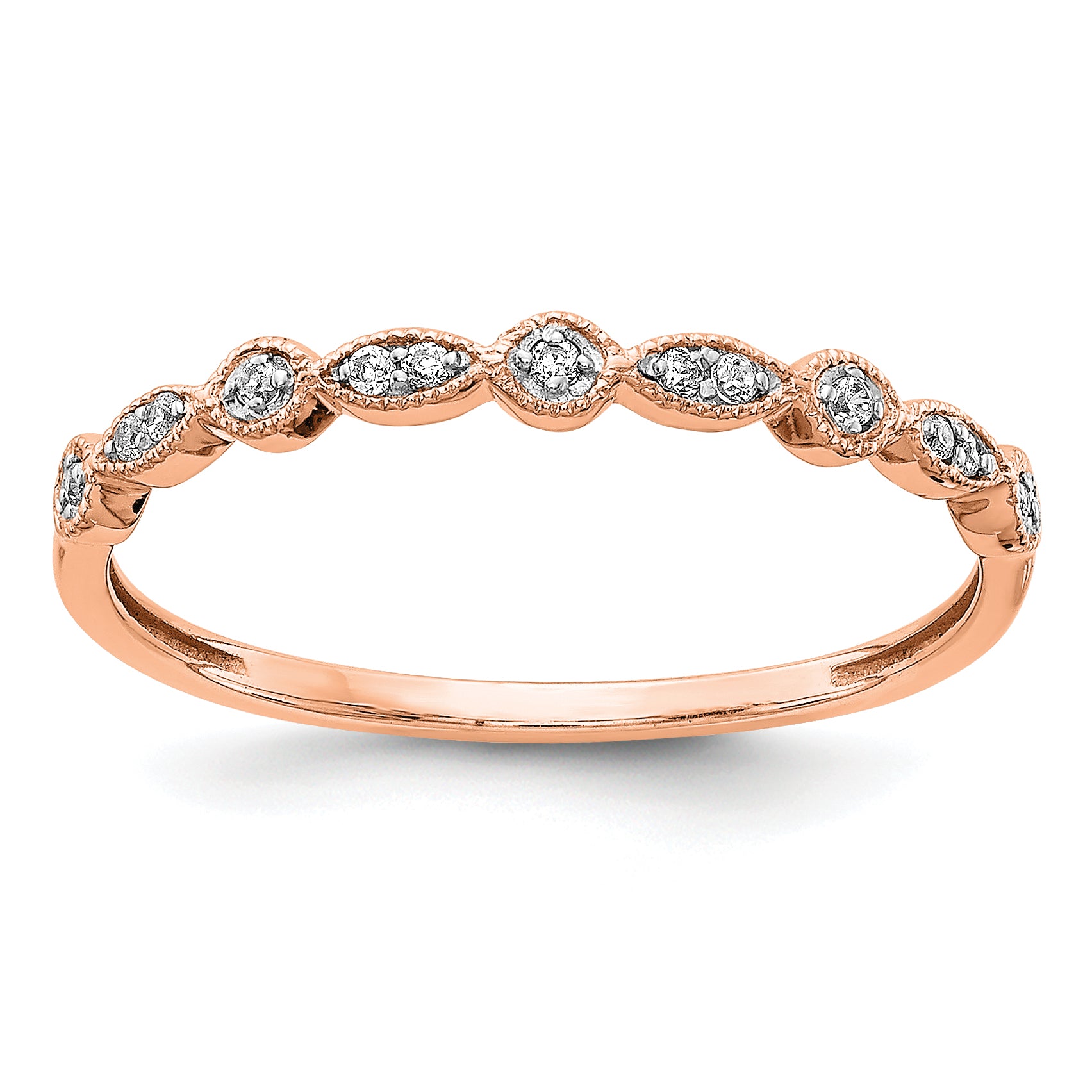 14k Rose Gold 2mm 1/20 carat Diamond Fancy Band RM5625