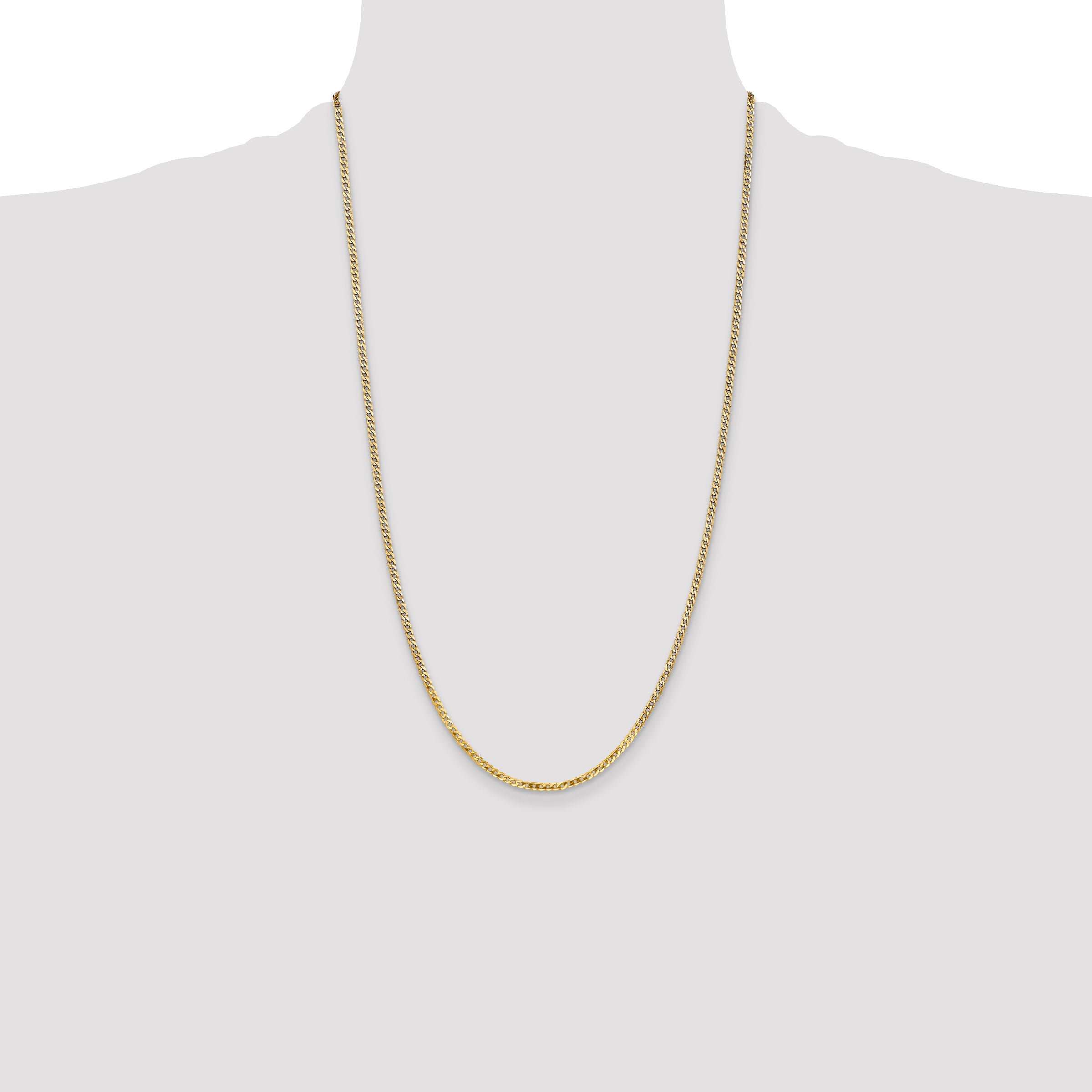14K 10 inch 2.2mm Flat Beveled Curb with Lobster Clasp Anket FBU060