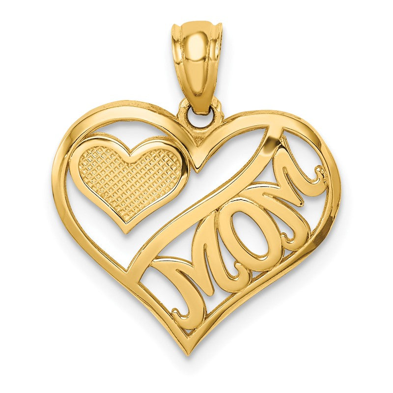 14k Polished MOM and Heart In Heart Pendant K5891