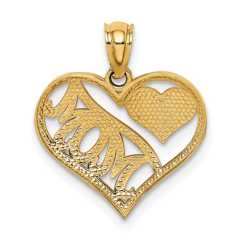 14k Polished MOM and Heart In Heart Pendant K5891
