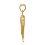 14K Brushed 3-D Italian Horn Pendant D4570