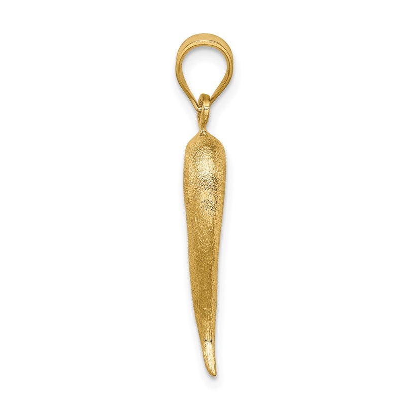 14K Brushed 3-D Italian Horn Pendant D4570