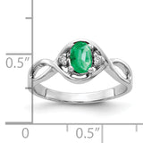 14k White Gold 6x4mm Oval Emerald and AA Diamond Ring Y2086E/AA