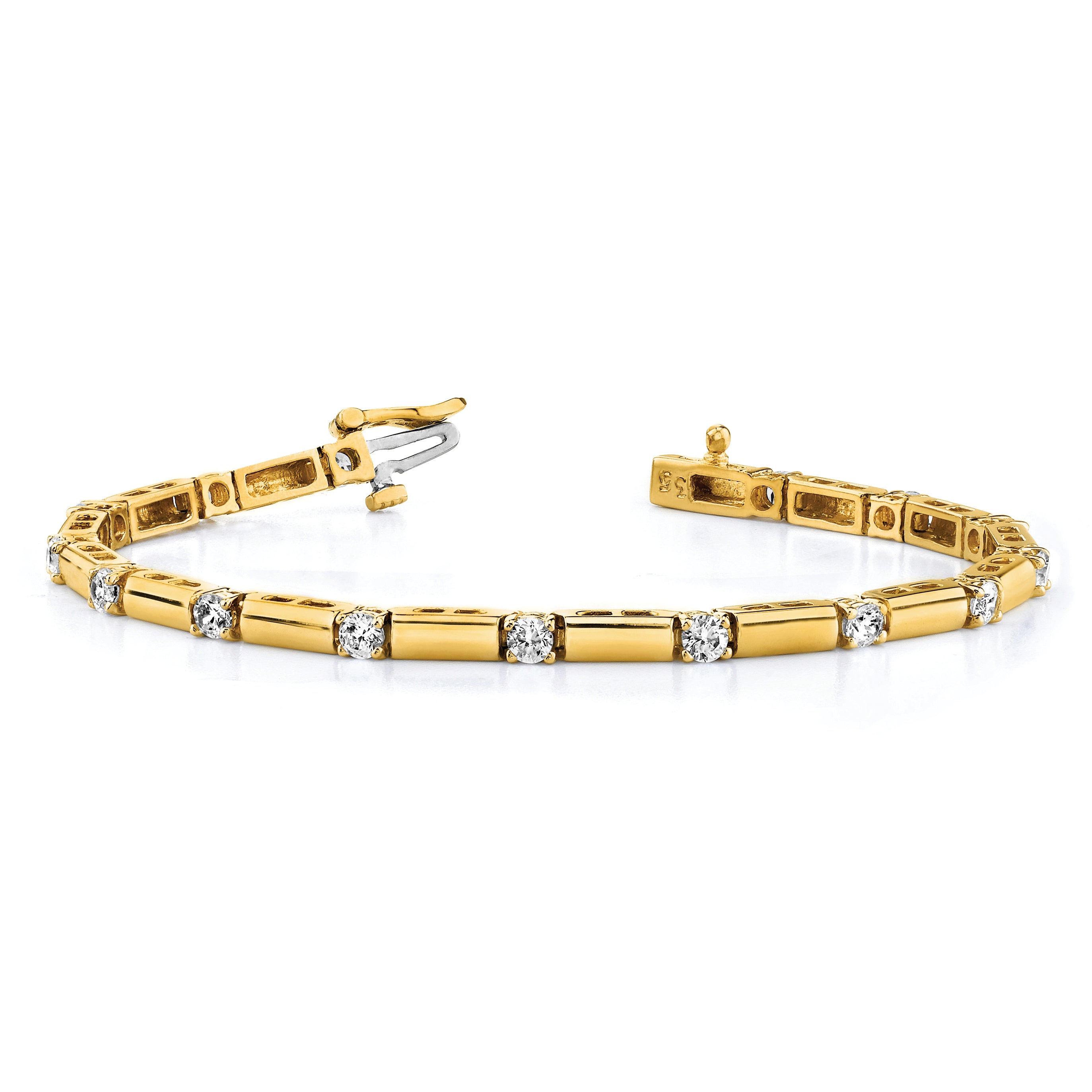 14k Complete 2.8 carat Round AA Diamond Bar Link 7 inch Tennis Bracelet X2177AA