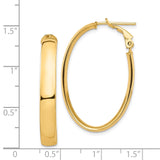14k 5x33mm High Polished Oval Omega Back Tube Hoop Earrings PRE958