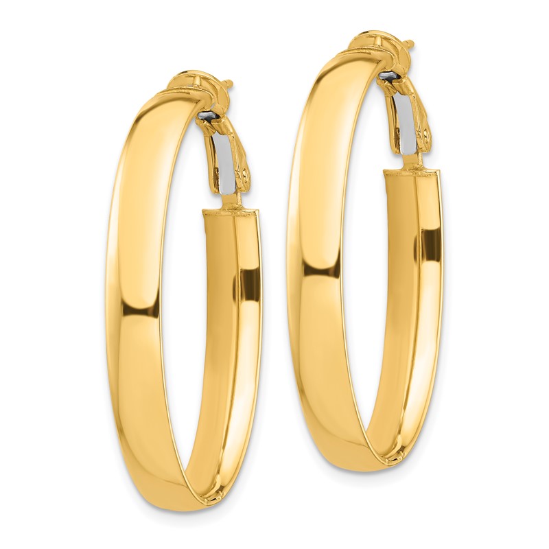 14k 5x33mm High Polished Oval Omega Back Tube Hoop Earrings PRE958