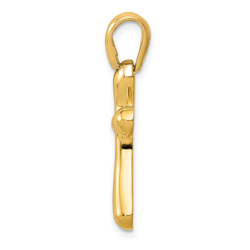 14k Polished Freeform Cross Pendant K441
