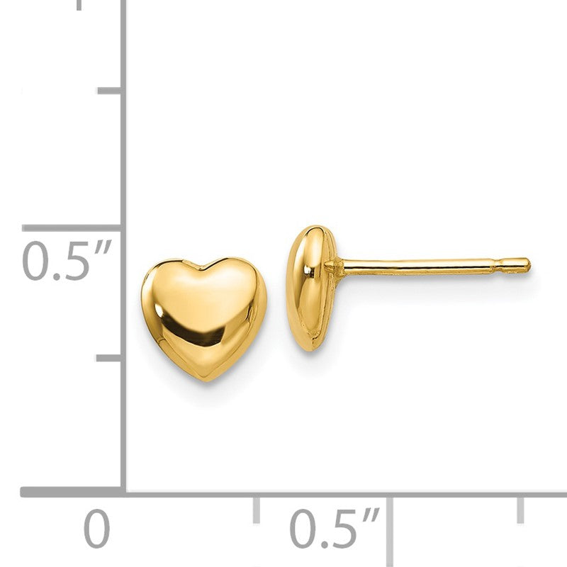 14K 6mm Polished Heart Post Stud Earrings YE300