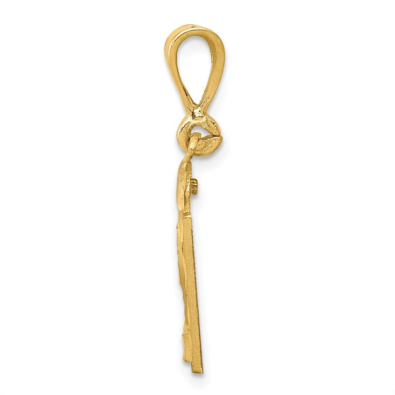 14k Small Brushed Diamond-cut Number 21 Charm SN21