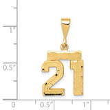 14k Small Brushed Diamond-cut Number 21 Charm SN21