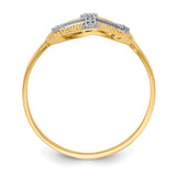 14k Two-tone Diamond Cross in Filigree Oval Ring K5120