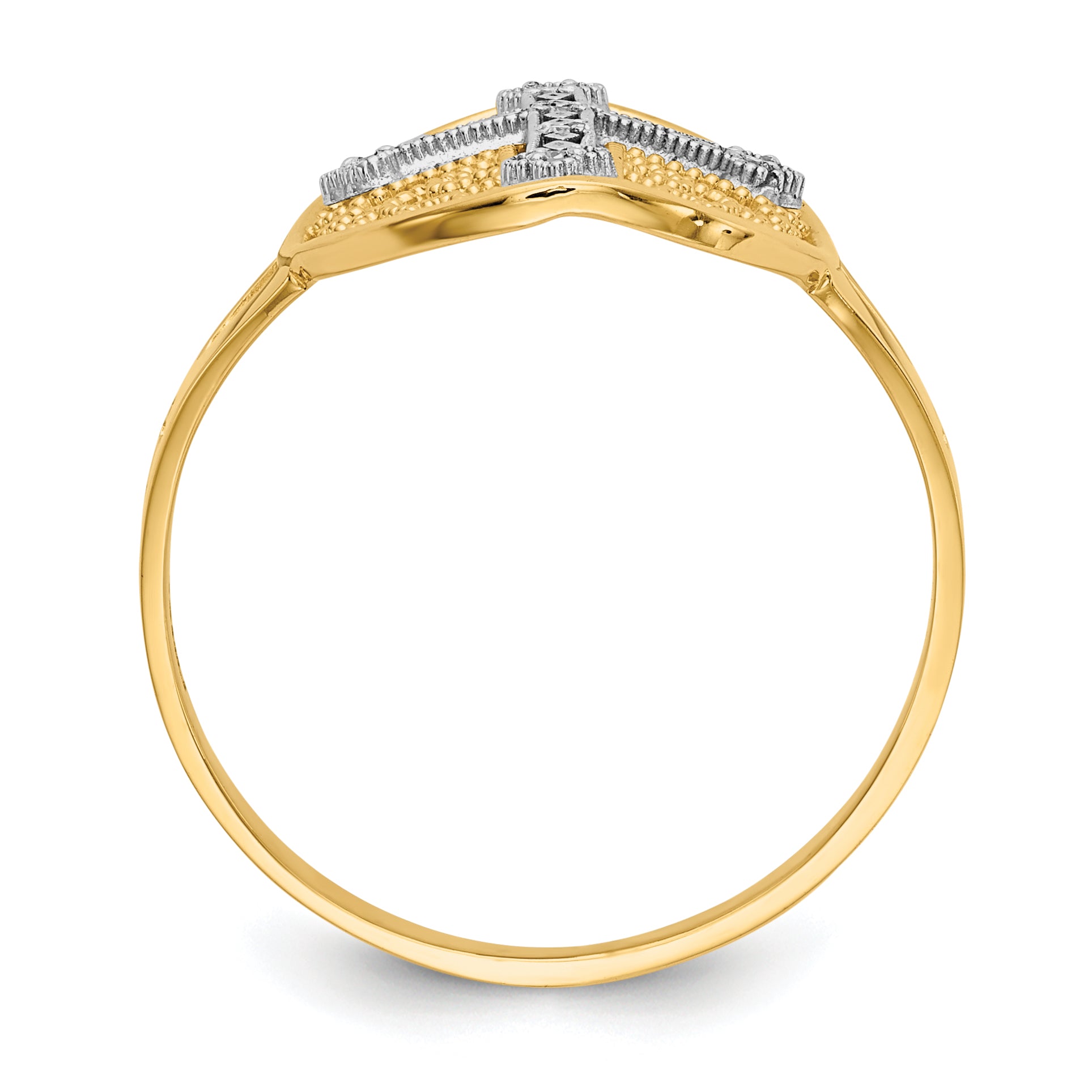 14k Two-tone Diamond Cross in Filigree Oval Ring K5120