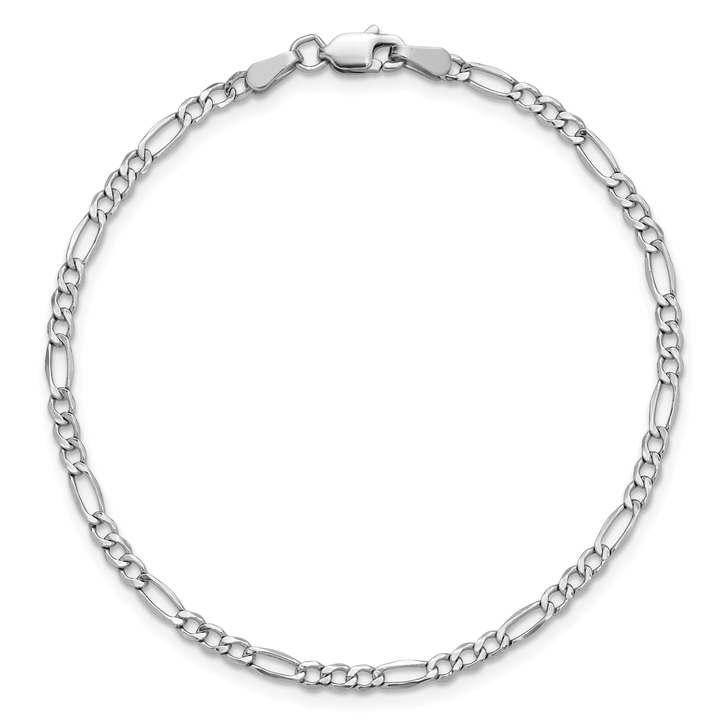 14K White Gold 10 inch 2.5mm Semi-Solid Figaro with Lobster Clasp Chain BC119