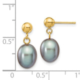 14k 7-8mm Grey Rice Freshwater Cultured Pearl Dangle Post Earrings XF331E
