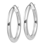 14K White Gold 4x35mm Polished Lightweight Tube Hoop Earrings T859L