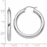 14K White Gold 4x35mm Polished Lightweight Tube Hoop Earrings T859L