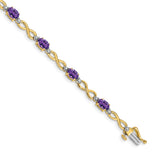 14k Complete Oval Amethyst and Diamond Infinity Link 7 inch Bracelet BM4494
