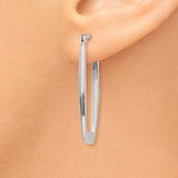 14k White Gold 2.25x31mm Polished Rectangle Tube Hoop Earrings TH291