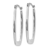 14k White Gold 2.25x31mm Polished Rectangle Tube Hoop Earrings TH291