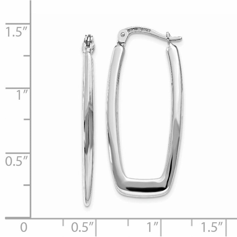 14k White Gold 2.25x31mm Polished Rectangle Tube Hoop Earrings TH291