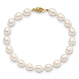14k 7-8mm White Rice Freshwater Cultured Pearl 18 inch Necklace XF525