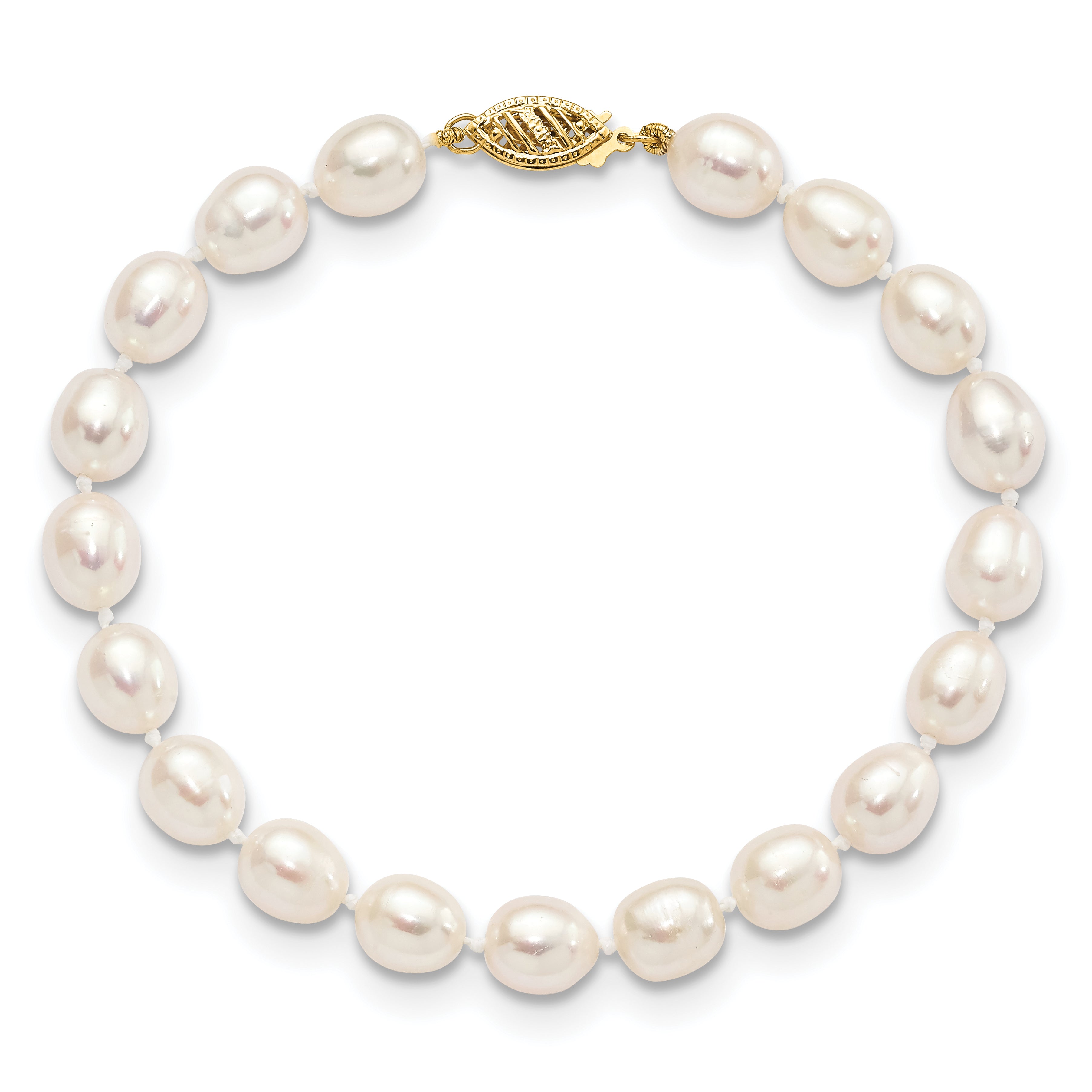 14k 7-8mm White Rice Freshwater Cultured Pearl 18 inch Necklace XF525