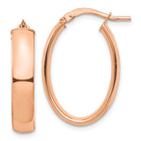 14k Rose Gold 5x25mm High Polished Oval Tube Hoop Earrings TF1407R