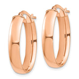 14k Rose Gold 5x25mm High Polished Oval Tube Hoop Earrings TF1407R