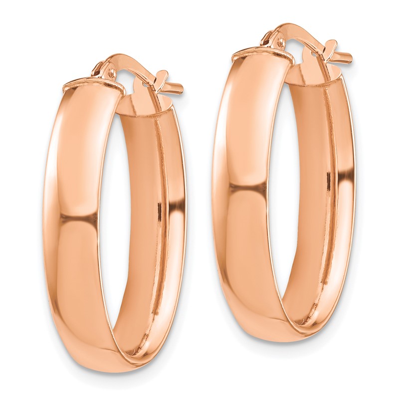 14k Rose Gold 5x25mm High Polished Oval Tube Hoop Earrings TF1407R