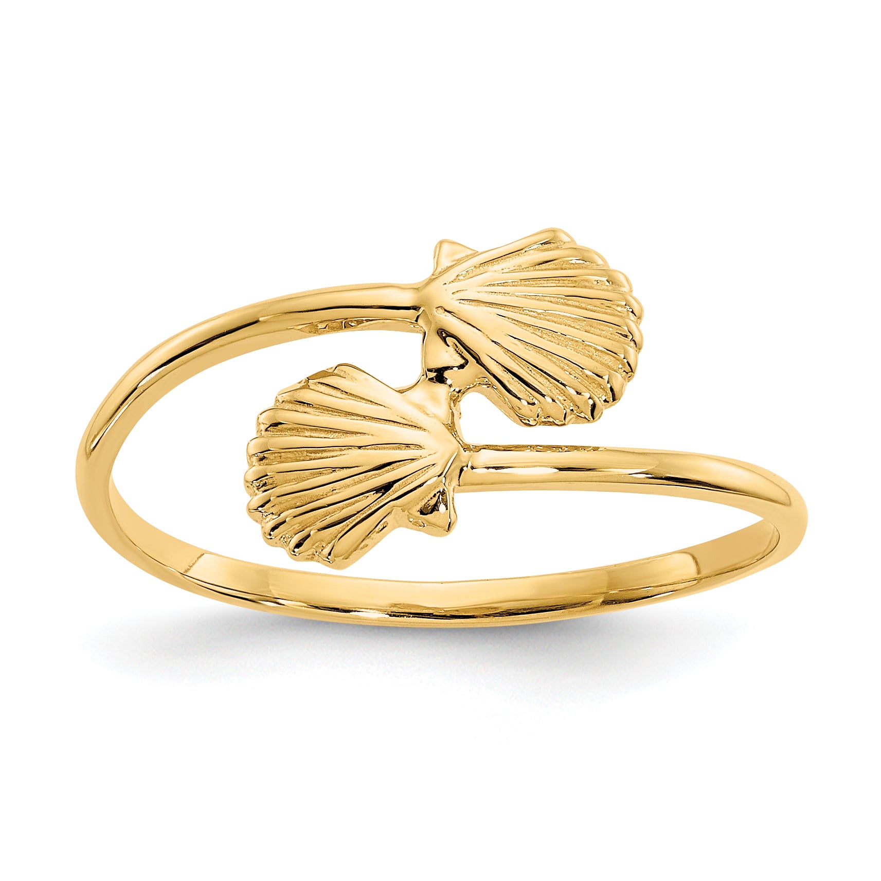 14k Polished Shells Bypass Ring K5758