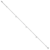 14K White Gold Open Star 3-Station 9 inch Plus 1 inch Extender - Total 10 inch Anklet ANK200