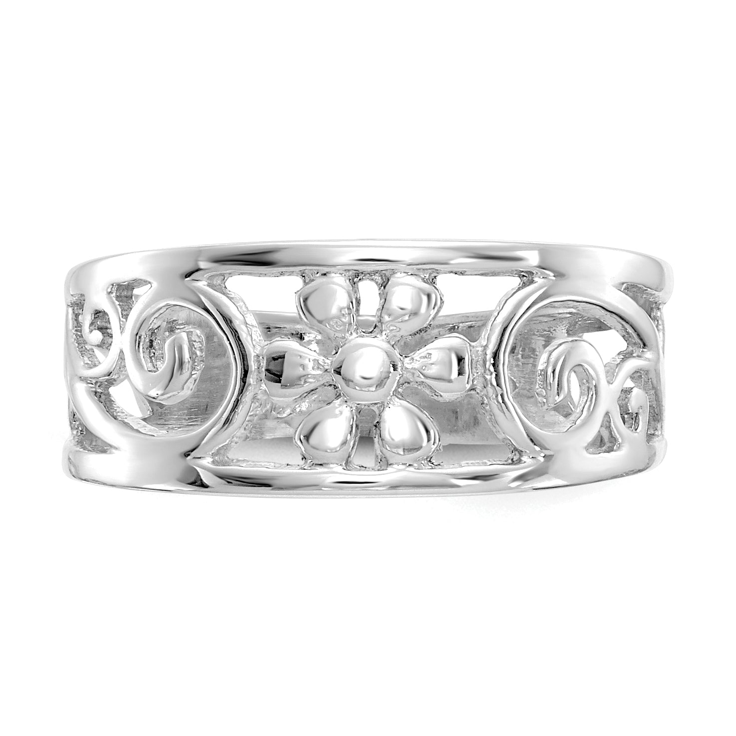 14k White Gold Floral Toe Ring D1969